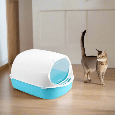 Bac à Litière Chat - SandboxCats™ - Bleu Ciel - Chat Pur
